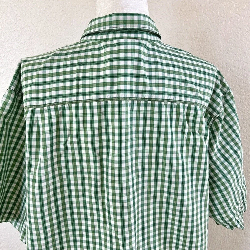 The North Face Shirt Mens XXL Green Plaid Short Sleeve Button Up Outdoor Vented
